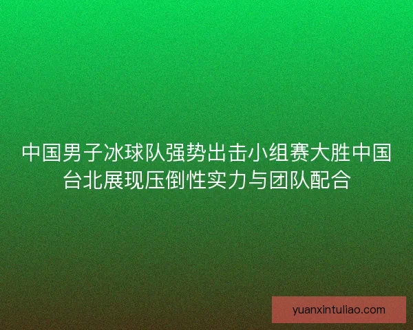 中国男子冰球队强势出击小组赛大胜中国台北展现压倒性实力与团队配合