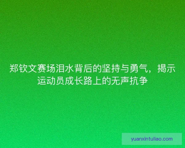 郑钦文赛场泪水背后的坚持与勇气，揭示运动员成长路上的无声抗争