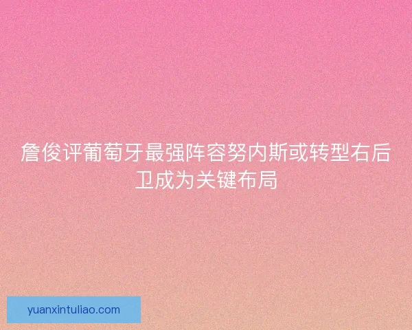 詹俊评葡萄牙最强阵容努内斯或转型右后卫成为关键布局