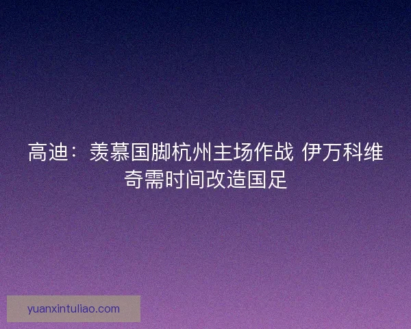 高迪：羡慕国脚杭州主场作战 伊万科维奇需时间改造国足