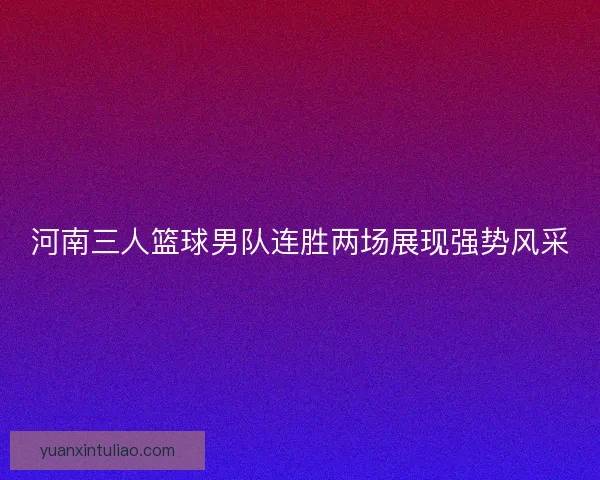 河南三人篮球男队连胜两场展现强势风采