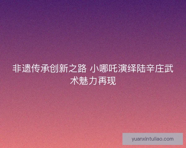 非遗传承创新之路 小哪吒演绎陆辛庄武术魅力再现