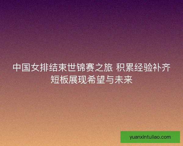 中国女排结束世锦赛之旅 积累经验补齐短板展现希望与未来